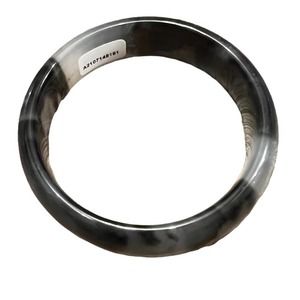 Certified Black Ice Jade Bangle Bracelet. Jadeite. 55.5mm